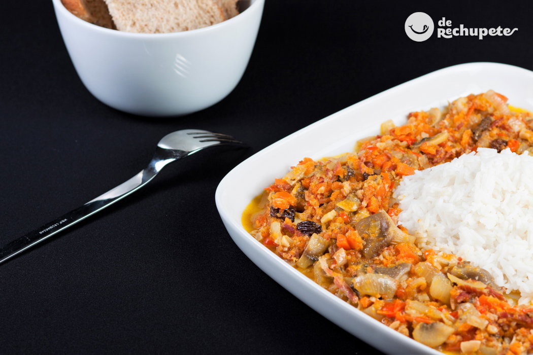 Arroz basmati con jamón y setas