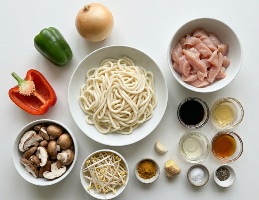Fideos japoneses (Udon Noodle) con pollo al curry