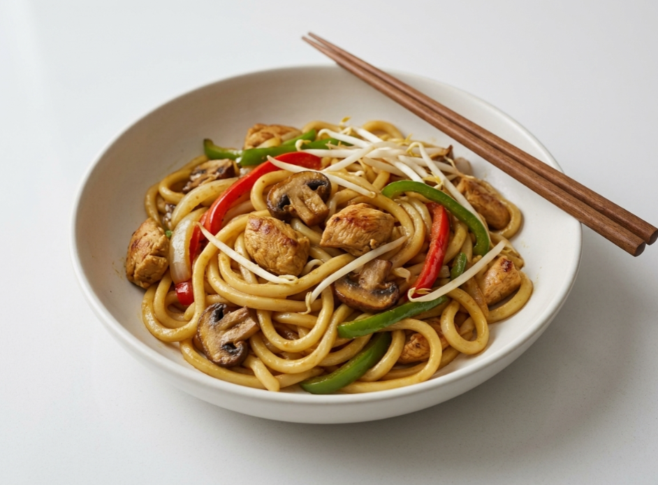 Fideos japoneses (Udon Noodle) con pollo al curry