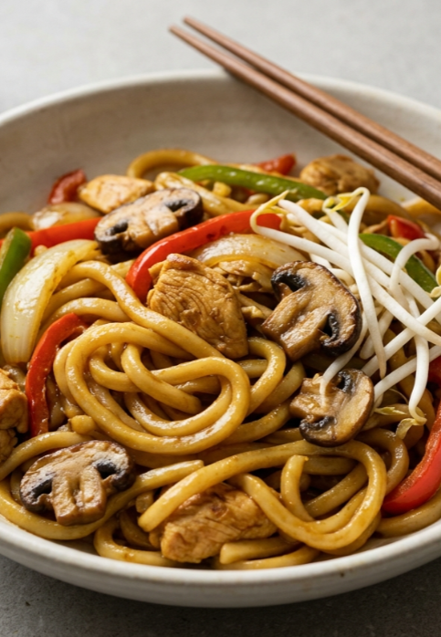 Fideos japoneses (Udon Noodle) con pollo al curry