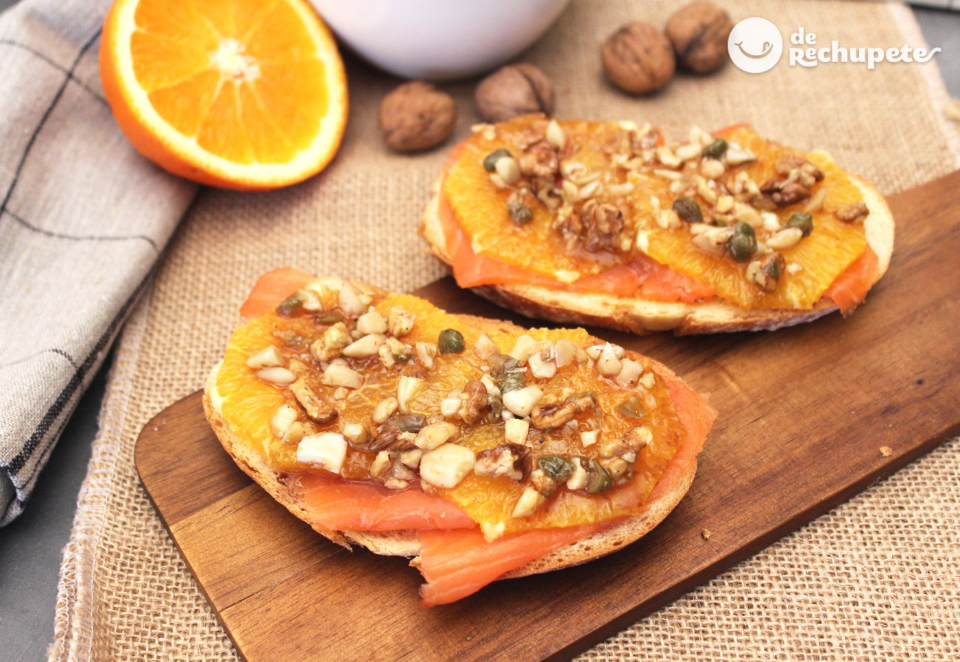 Tosta de salmón y naranja