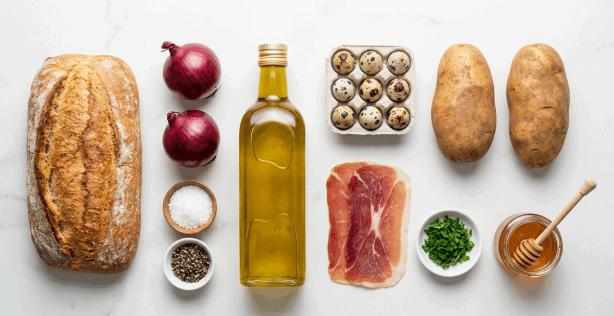 Tosta de huevos rotos o estrellados con jamón