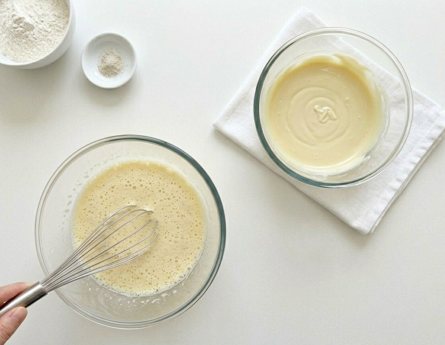 Coulant de chocolate blanco o soufflé blanco