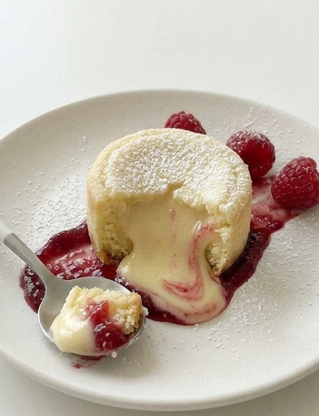 Coulant de chocolate blanco o soufflé blanco