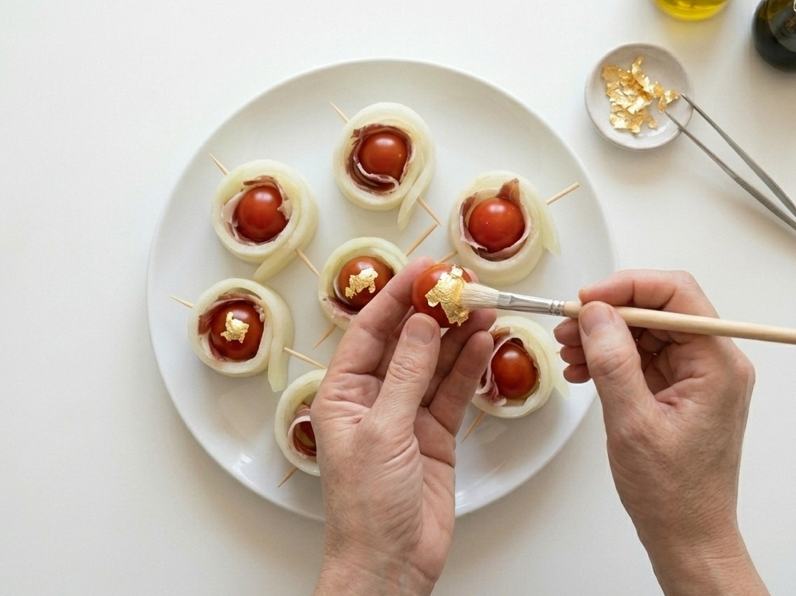 Ensalada de melón con jamón y tomates cherry a los dos oros