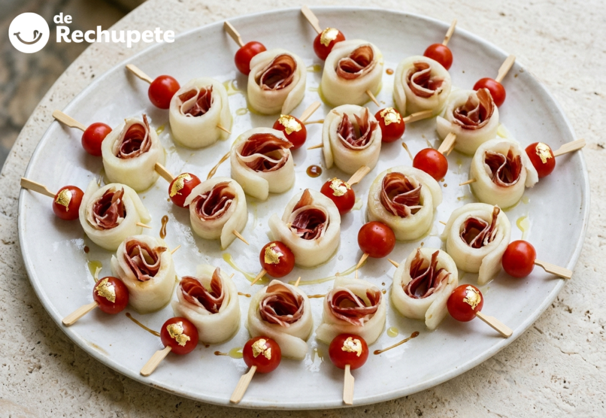Ensalada de melón con jamón y tomates cherry a los dos oros