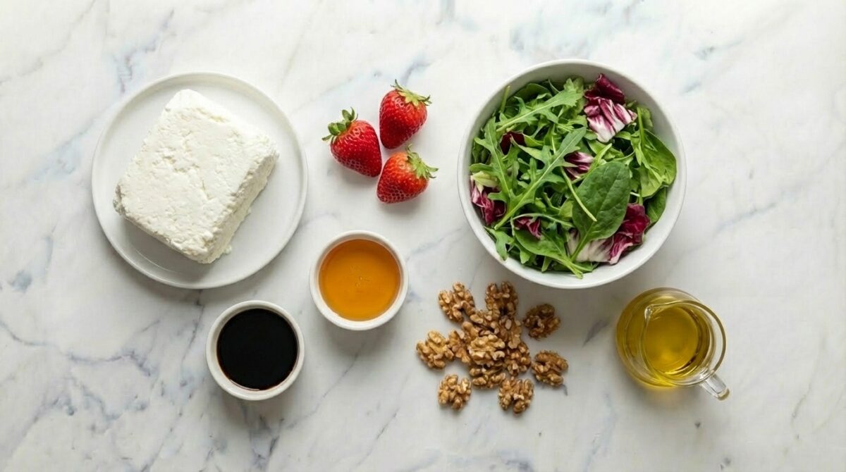 Ensalada de queso fresco con fresas paso a paso