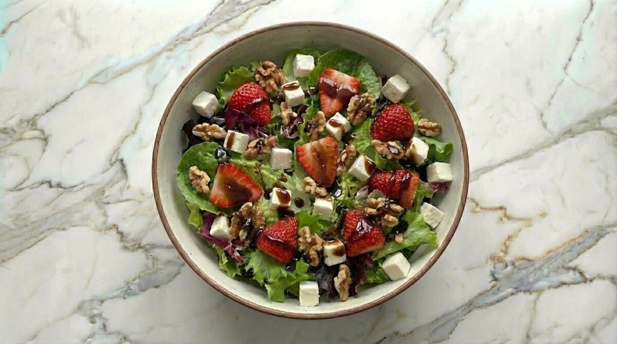 Ensalada de queso fresco con fresas paso a paso