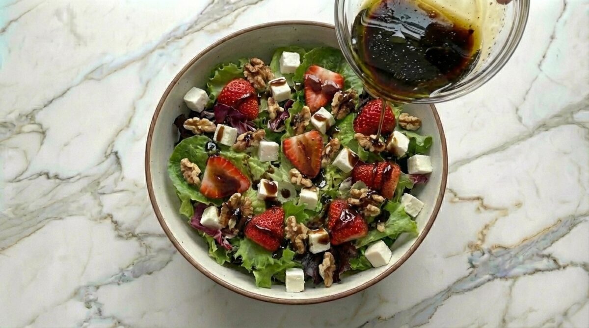 Ensalada de queso fresco con fresas paso a paso