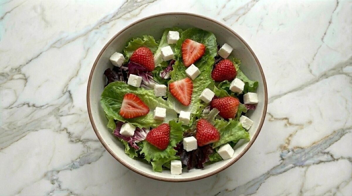 Ensalada de queso fresco con fresas paso a paso