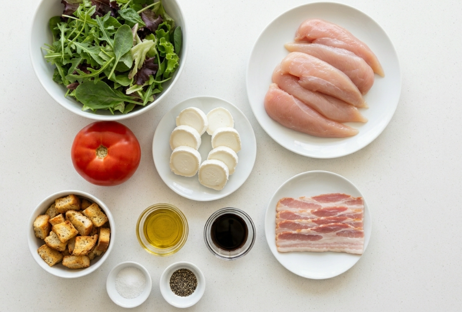 Ensalada templada de pollo y bacon