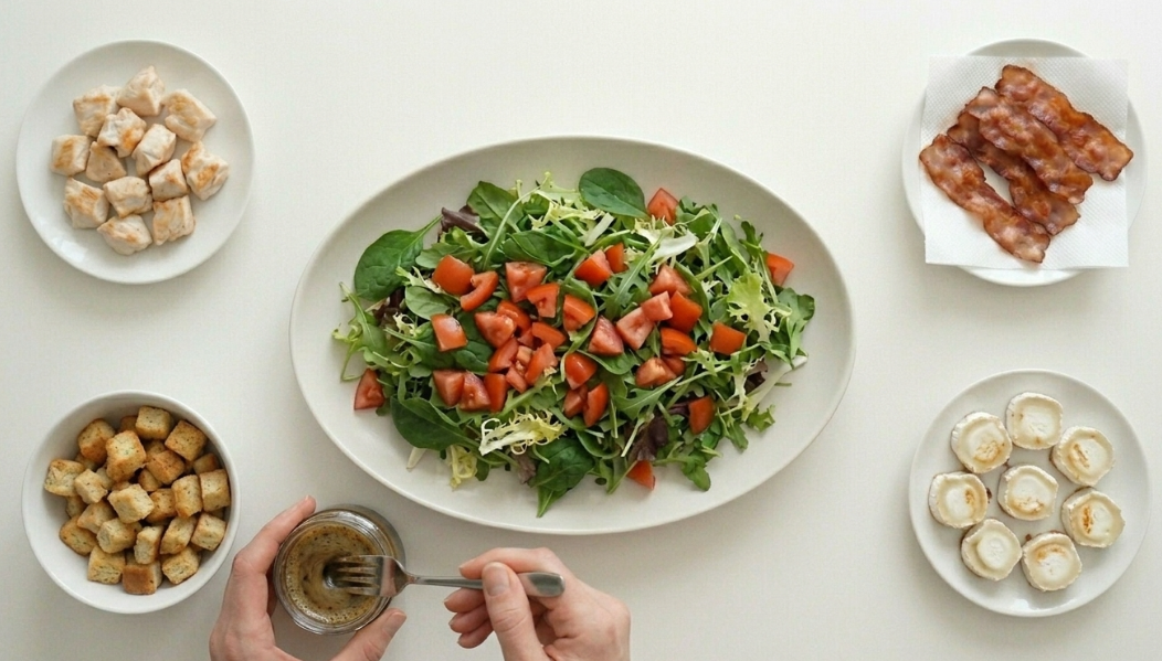 Ensalada templada de pollo y bacon