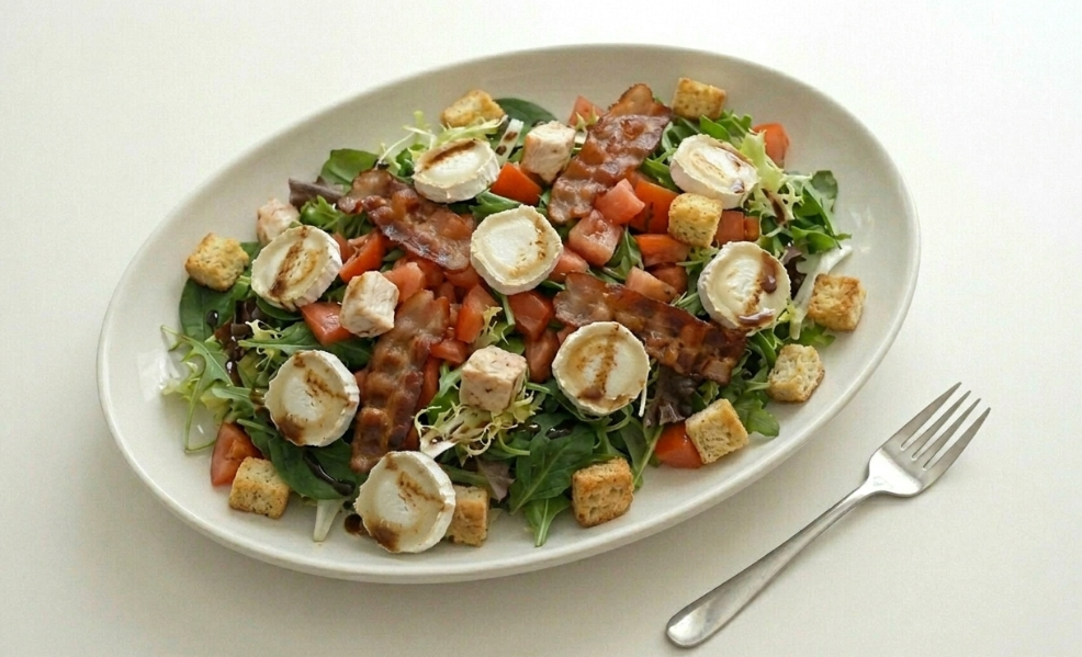 Ensalada templada de pollo y bacon