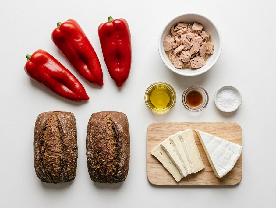 Ensaladillo (Ensalada + Bocadillo) de pimientos y atún
