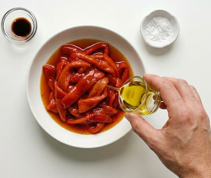Ensaladillo (Ensalada + Bocadillo) de pimientos y atún
