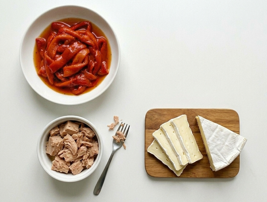Ensaladillo (Ensalada + Bocadillo) de pimientos y atún