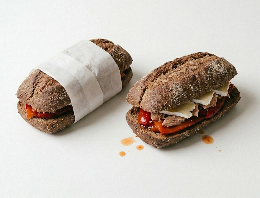 Ensaladillo (Ensalada + Bocadillo) de pimientos y atún