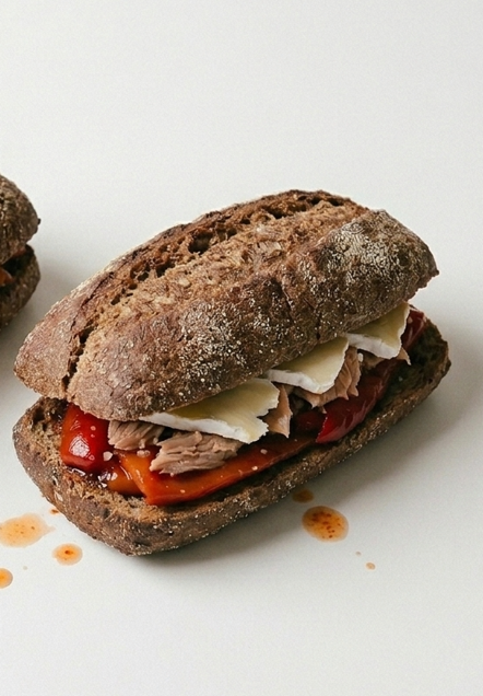Ensaladillo (Ensalada + Bocadillo) de pimientos y atún