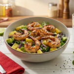 Ensalada templada de langostinos en tempura