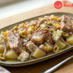 Ensalada de patatas, ventresca y queso de oveja