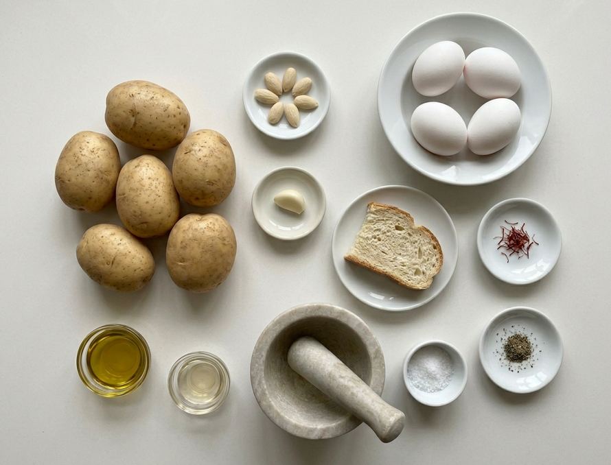 Patatas al ajopollo con huevo poché. Receta paso a paso