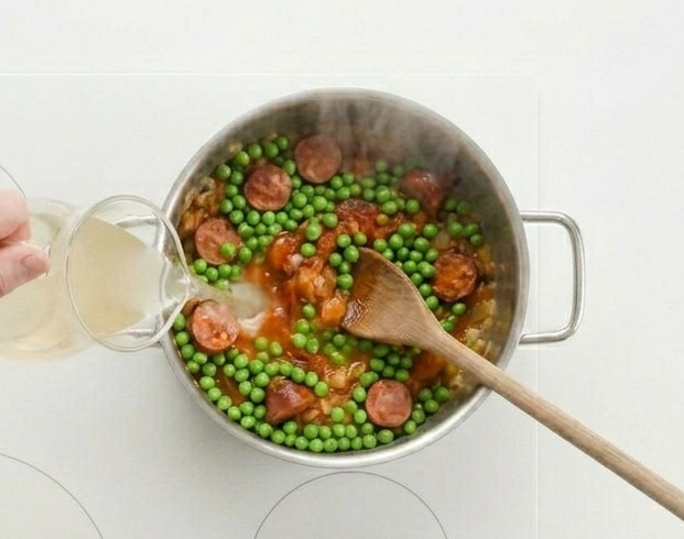 Potaje de guisantes con chorizo