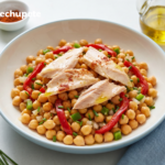 Ensalada de garbanzos y ventresca de Bonito del Norte, fresca y bien aliñada