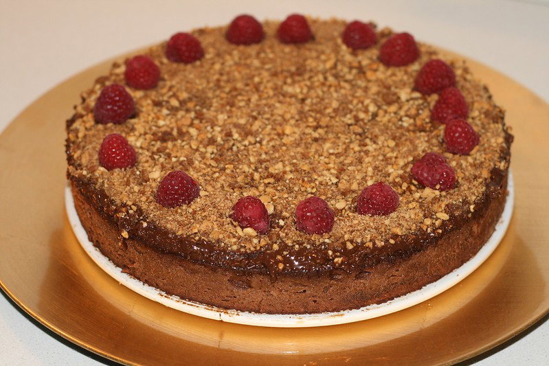 Tarta de chocolate mexicana con frambuesas