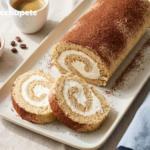 Brazo de gitano de tiramisú. Dos postres en uno con crema de mascarpone