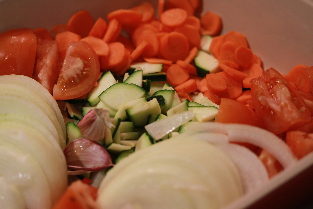 Lenguado al horno con verduras