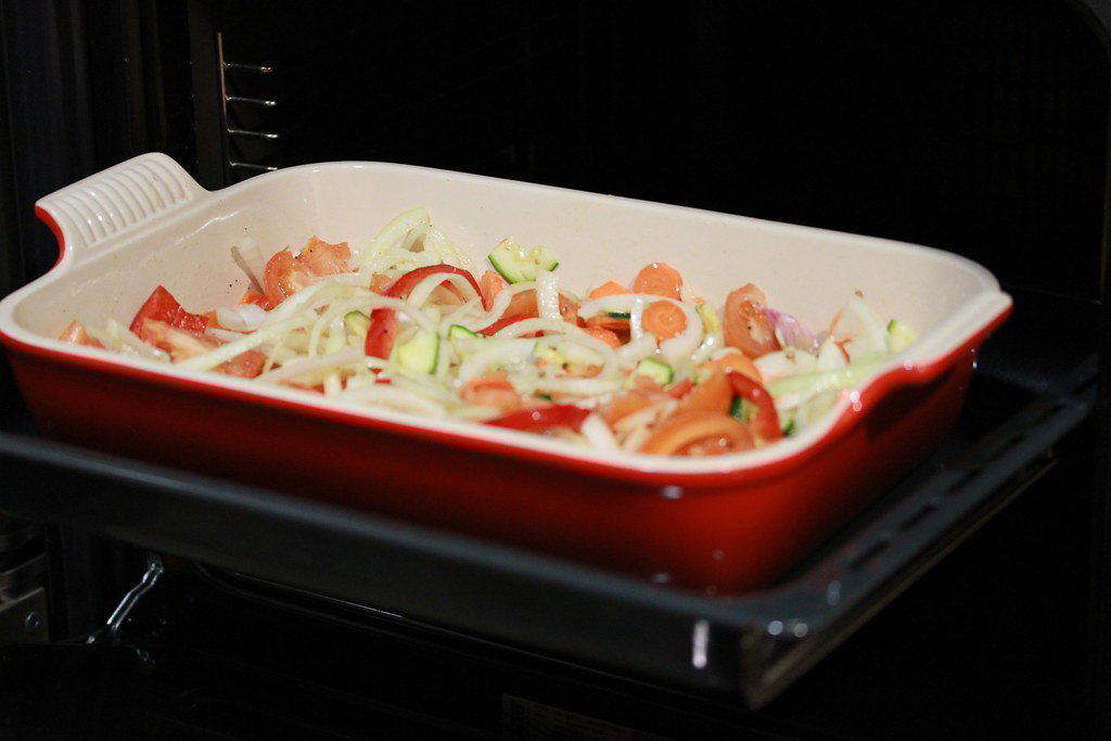 Lenguado al horno con verduras