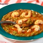 Alubias o fabes verdinas con langostinos