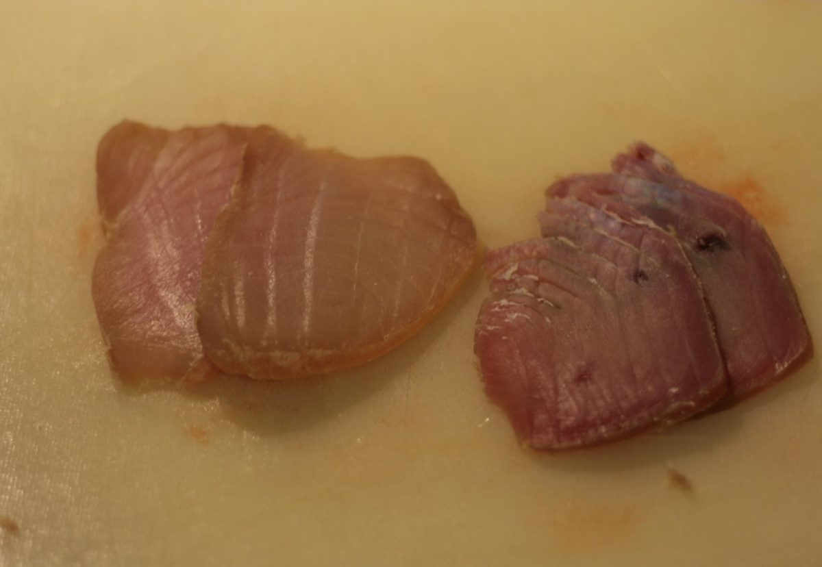 Espaguetis con marlín, atún y gambones. Receta con ahumados