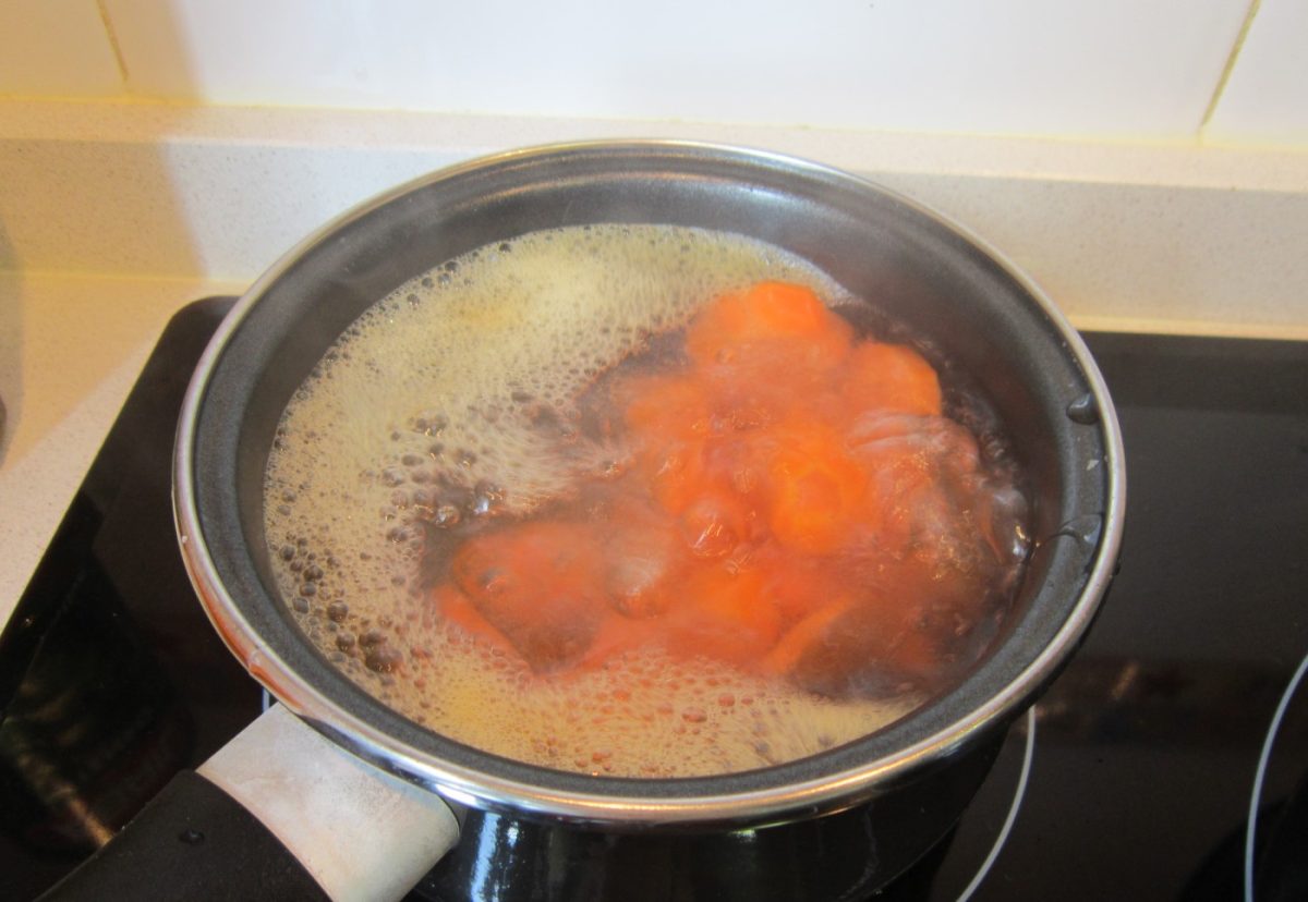 Carne guisada en salsa de verduras y miel