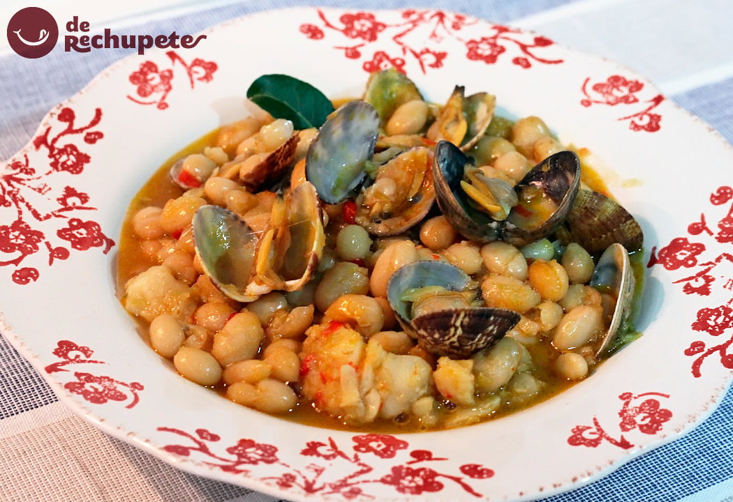 Fabes con bacalao y almejas