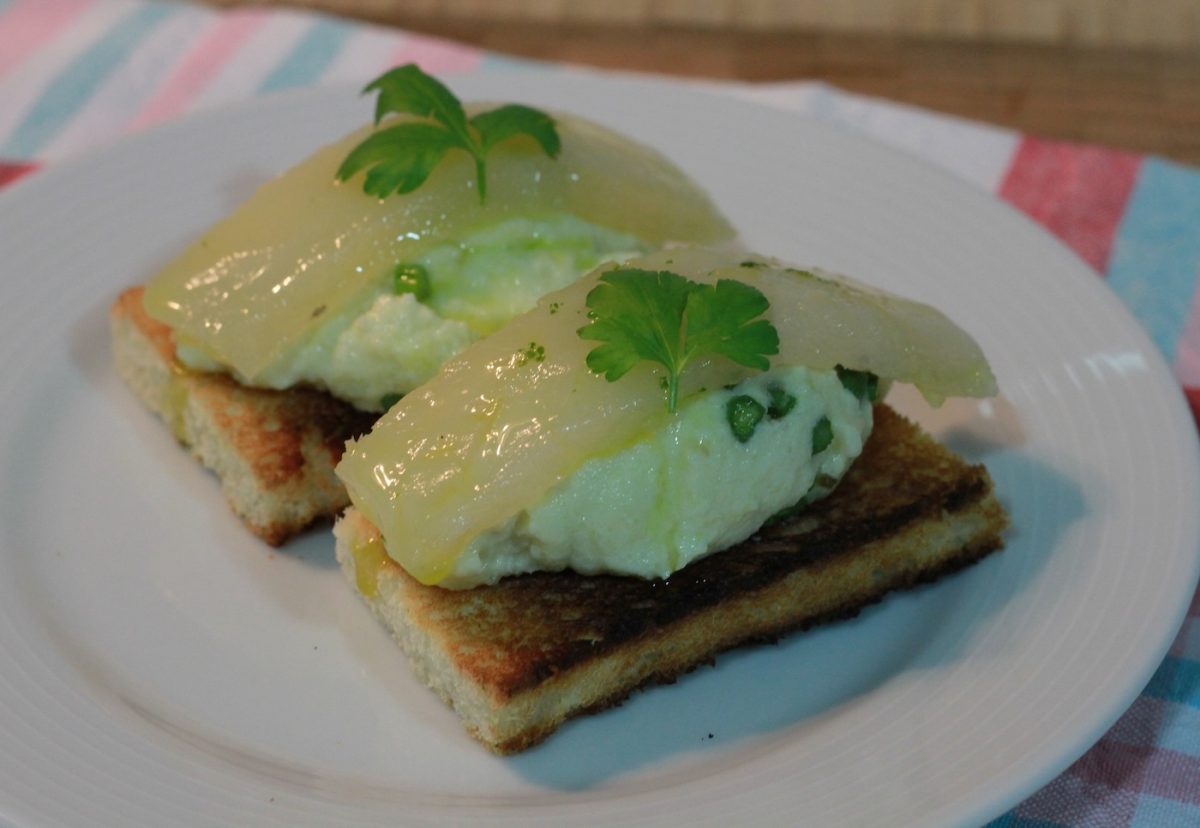 Tosta de bacalao ahumado