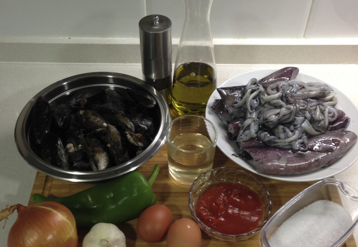 Calamares rellenos de mejillones
