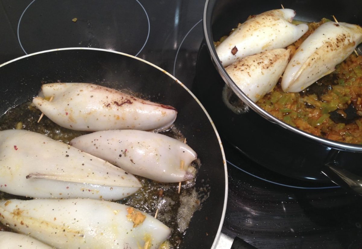 Calamares rellenos de mejillones