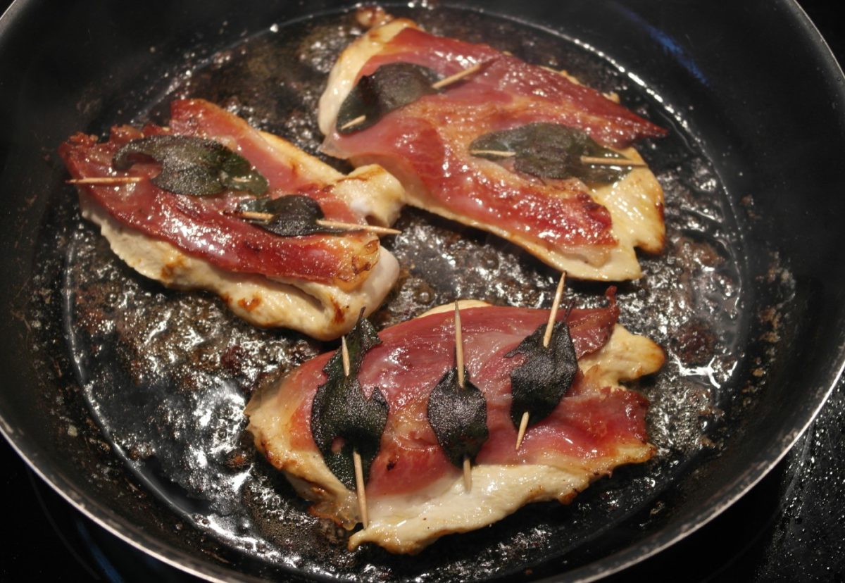 Saltimbocca de pollo. Receta italiana