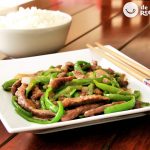 Ternera con pimientos. Receta china paso a paso