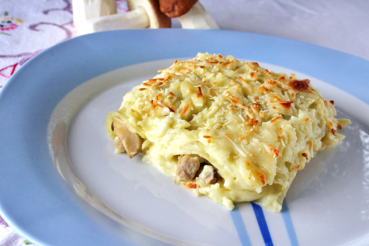 Canelones con setas Boletus