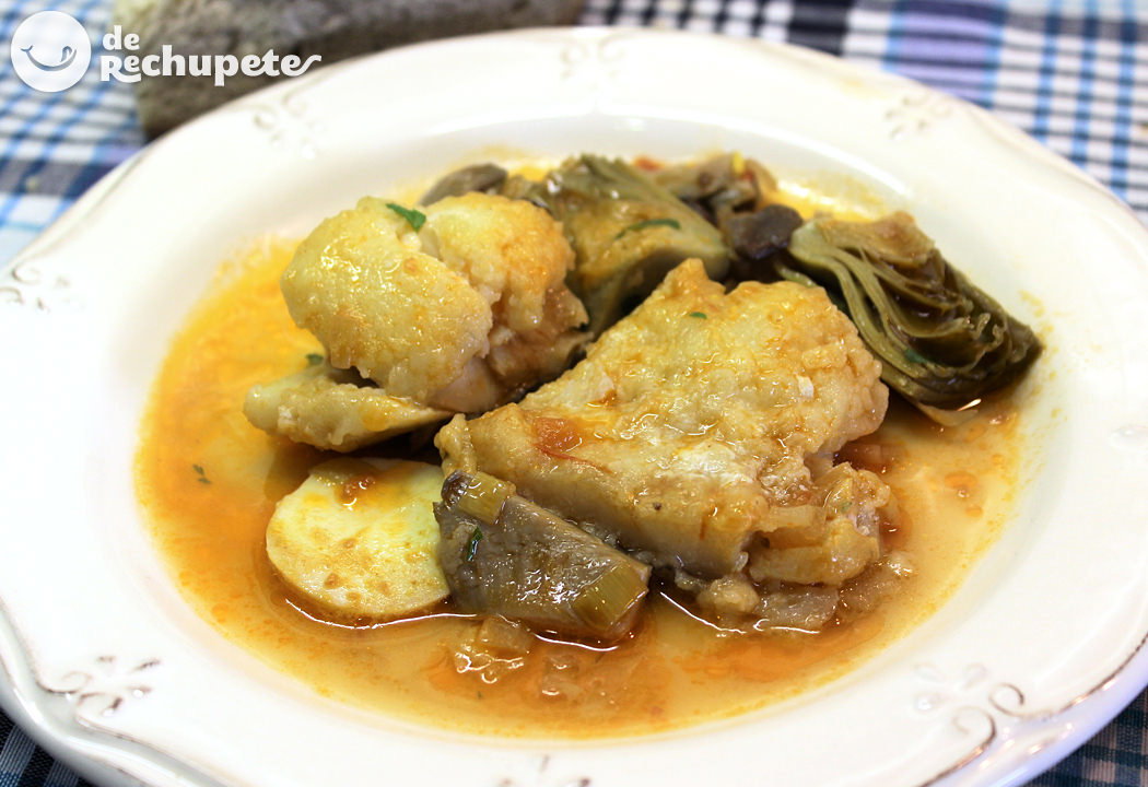 Bacalao guisado con alcachofas