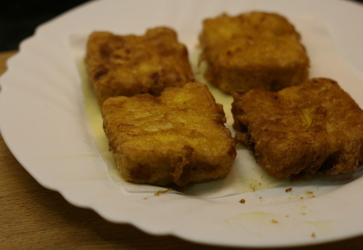 Leche frita con turrón de Jijona