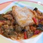 Bacalao con sanfaina. Bacallá amb sanfaina