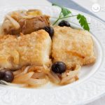 Bacalao a Lagareiro, horneado con aceitunas