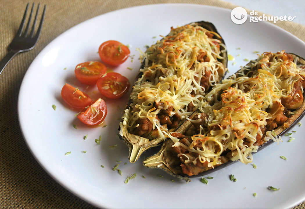 Berenjenas rellenas de champiñones y carne