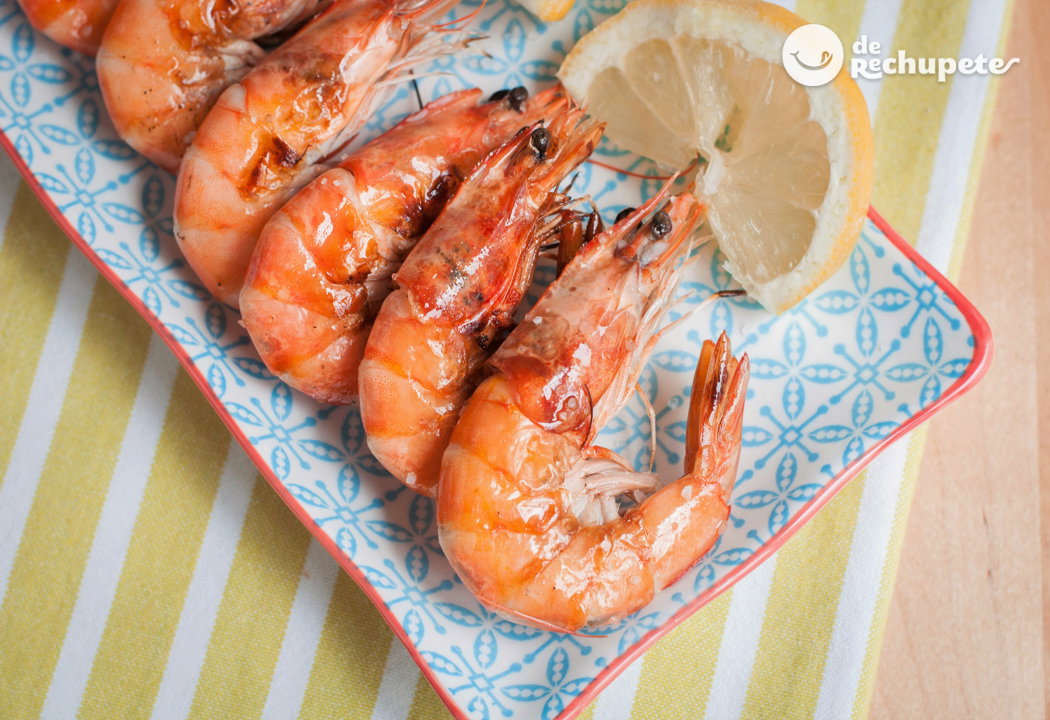 Langostinos a la plancha con sal y limón