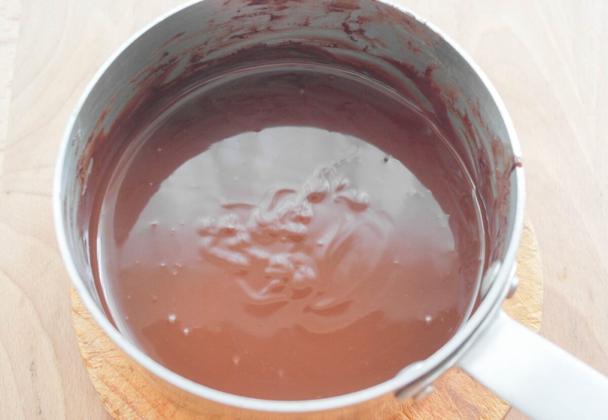 Bizcocho de chocolate con cobertura de chocolate