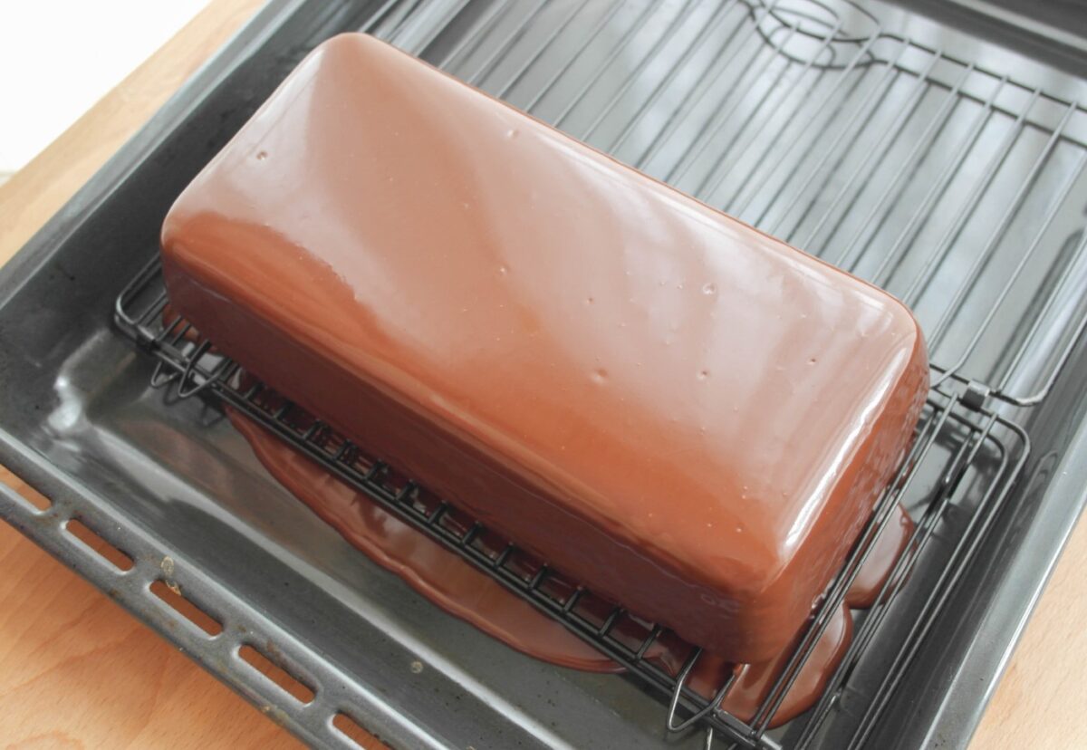Bizcocho de chocolate con cobertura de chocolate