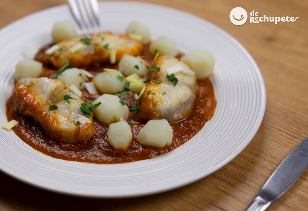 Rape en salsa americana con brandy. Receta fácil con pescado